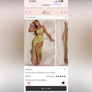 One Shoulder Cut Out Maxi Dress in Green called ishtar